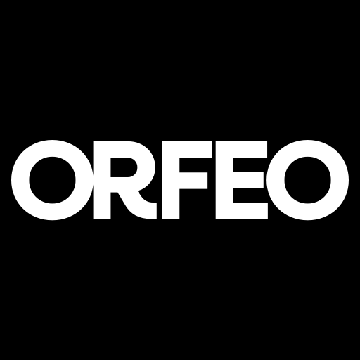 ORFEO Favicon in schwarz mit weißer Schrift